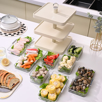 Nouveau support de rangement de cuisine rotatif multi-niveaux en aluminium écologique pour casseroles et vaisselle, avec compartiments en plastique pour le nettoyage de la vaisselle