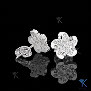 Lab Grown Diamond Minimalist Floral Pinwheel <b>Stud</b> Earrings 6 Stone Cluster 14K 18K Solid Gold Fine Women Jewelry Wedding Party - Product Image 3