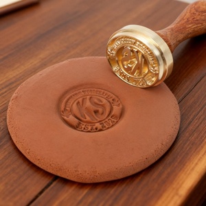 Customized Ceramic Stamps <b>Tool</b> Free Assembly Twisted Together Wooden Handle Ceramic Shape Clay Brass Stamp - Product Image 2