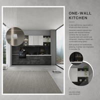 Cuisine industrielle BECKONING |   Rangement modulaire 80/20 dissimulé/visible |   6 finitions à texture ciment |   Verre Laqué Stratifié