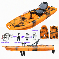 Kayak de pêche modulaire monoplace en deux parties de 2,8 m avec pédalier détachable en PEHD, prêt pour moteur électrique, certifié CE - Vente en gros
