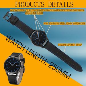 Reloj Clásico Minimalista de Cuarzo con Correa de Cuero para Hombre, Delgado, Casual de Negocios, Caja de Acero Inoxidable, Esfera de 43 mm, Pantalla Digital - Product Image 2