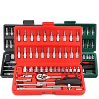 Ensemble d'outils TK Drive 46 pièces, clé à douille, clé à cliquet, clé hexagonale, outils à main, coffret, réparation automobile, utilisation en jardin