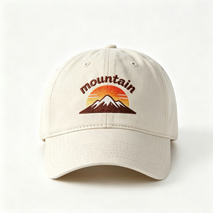 Gorra de Béisbol Ajustable de Algodón con Bordado de Atardecer en la Montaña, Sombrero Transpirable para Senderismo, Correr y Actividades al Aire Libre - Product Image 1