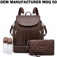 Sac à dos multifonctionnel en cuir PU isolé pour bébé, avec mini pochette, idéal pour les mamans en déplacement et l'usage quotidien en extérieur – Fabrication OEM