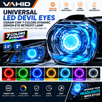 Feux de croisement LED universels 12V 2,5-3 pouces avec yeux de démon dynamiques 7 couleurs à puce OSRAM pour lentille de projecteur de phare automobile