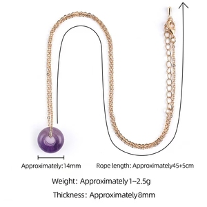 Collar con Colgante de Cristal Curativo en Forma de Donut, Amatista Natural, Hebilla de la <span class=keywords><strong>Paz</strong></span>, Amuleto Guardián de la Suerte, Cadena de Cobre, Joyería <span class=keywords><strong>Espiritual</strong></span>, Regalo - Product Image 4