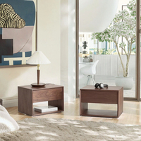 Table de chevet nordique traditionnelle en bois massif avec 1 tiroir de rangement, idéale pour hôtel, maison, chambre et salon, compacte
