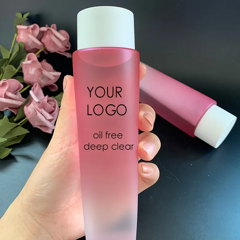 Desmaquillante facial sin aceite con Logo personalizado, color rosa, desmaquillante suave y transparente, Etiqueta Privada, agua micelar