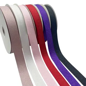 E-Magic cinta de algodón de poliéster en espiga de alta calidad personalizada plata pura para accesorios de lazo para el cabello