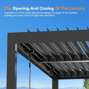 Pergola extérieure moderne personnalisée, auvent Aurora à lames orientables, 10'x12' avec port <span class=keywords><strong>de</strong></span> charge USB pour terrasse - Product Image 3