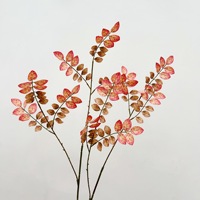 Fougère artificielle en soie à 2 branches, style chinois, avec fleur rouge, et arbre de poivre chinois pour la décoration de la maison et des chambres d'hôtel