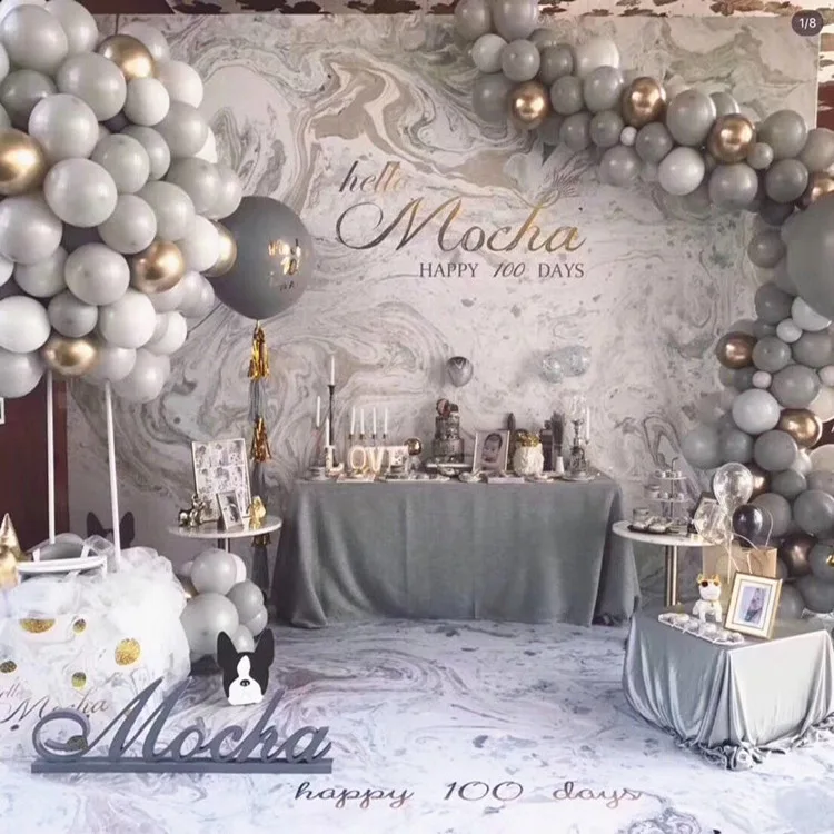 Gray Gold Latex Balloon Sets Garland Birthday Wedding Party Decoration Arch