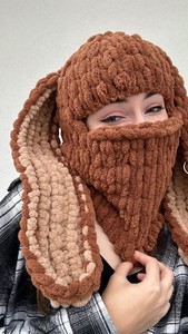 2025 <strong>Customized</strong> Knit Bunny <strong>Balaclava</strong> Mask <strong>Balaclava</strong> for Skiing <strong>Balaclava</strong> Women Knit Hat with Ears - Product Image 3
