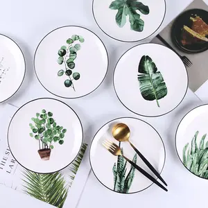 النباتات الخضراء أدوات مائدة سيراميك الإبداعية الكرتون أطباق فاكهه