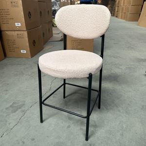 Nordic Velvet Art Stable Elegant Metal <b>Bar</b> Chair <b>Comfortable</b> High <b>Stool</b> Stable Backrest for Modern Home Hotel Dining Room - Product Image 4