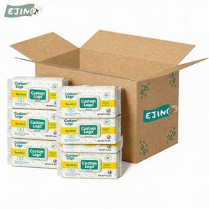 Lingettes pour bébé en gros, non parfumées, à base d'eau, combo pour le nettoyage des mains et du <span class=keywords><strong>visage</strong></span> du bébé, lingettes humides douces et sensibles pour bébé - Product Image 1