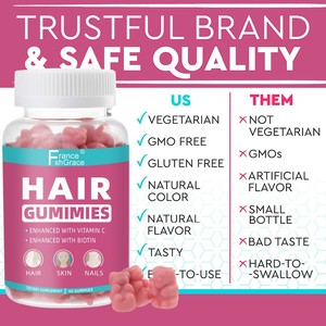 OEM Suppléments Naturels Candy Gel Jar Gummy Vitamine Biotine Vegan Food Hair Gummies - Product Image 4