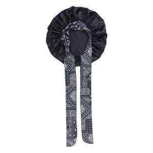 Gorro de Satén Ajustable con Estampado Paisley, de Una Sola Capa, para Dormir, con Banda Elástica Ancha para Mujer - Product Image 5