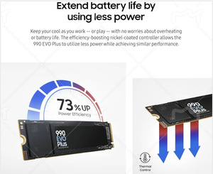 SAM 990 EVO Plus 1TB PCIe Gen5x2 M.2 2280 7150 MB/s SSD Internal Desktop SATA 3.0 TurboWrite 2.0 2.5" Logam Plastik 2ms Seek - Product Image 3
