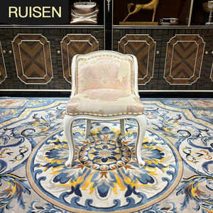 Tabouret de dressing français palais tissu européen tabouret de maquillage brodé néoclassique de luxe en bois massif - Product Image 1