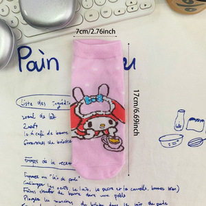 ถุงเท้าสั้นมายเมโลดี้สำหรับเด็กผู้หญิงสีชมพูการ์ตูนกระต่ายลำลองไม่โชว์ถุงเท้าฤดูร้อนระบายอากาศได้ - Product Image 4