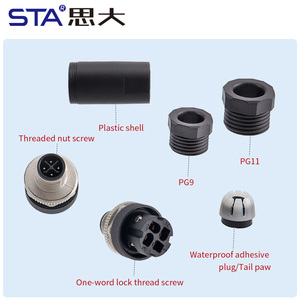 M12 nhựa thẳng góc cạnh lắp ráp S mã loại Nam Nữ PG9 PG11 kim loại điện Loại kết nối 2 3 4 chân - Product Image 3