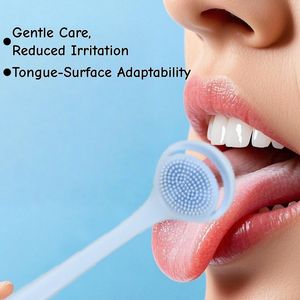 Limpiador de <span class=keywords><strong>Lengua</strong></span> de Doble Cara de Goma Suave con Mango de Plástico Antideslizante, Ecológico, Libre de BPA, con Logotipo Personalizado por Impresión Láser - Product Image 5