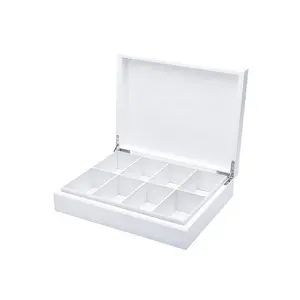 Customized high quality portable wooden tea box with 8 partitions