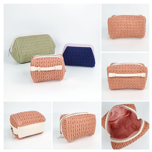 Gingham <strong>Stitch</strong> Trendy <strong>Make</strong> <strong>up</strong> Bag <strong>Stitch</strong> Soft Cosmetic Pouch Makeup Bag Puffy Organizer Bag Women Trapezoid Eco Friendly - Product Image 2