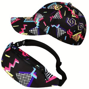 80s 90s <span class=keywords><strong>sac</strong></span> de taille accessoires pour hommes femmes doux coton Fanny Pack Baseball Cap Set - Product Image 6