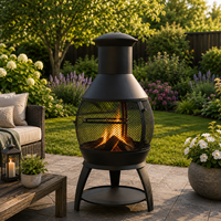 Réduction à Durée Limitée : Brasero d'extérieur en acier KD pour barbecue à bois sec avec cheminée