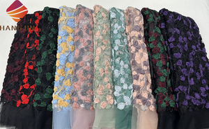 럭셔리 스팽글 그물 신부 레이스 원단 크리스탈 라인 석 무거운 자수 웨딩 파티를위한 꽃과 3D 페르시 레이스 원단 - Product Image 6