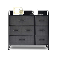 Commode moderne à 7 tiroirs, armoire de rangement pour enfants, maison et hôtel Commode réglable en métal et bois MDF pour le salon en tissu