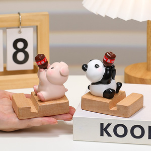 ที่วางโทรศัพท์รูปสัตว์น่ารัก ของตกแต่งโต๊ะทำงานเรซิ่น สำหรับสำนักงานหรือเป็นของขวัญ ดีไซน์แพนด้า ลูกสุนัข กระต่าย หมู - Product Image 4