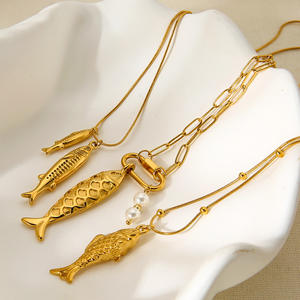 Collana con ciondolo per pesci di perle 2025 alla moda collana a catena con serpente collana in acciaio inossidabile placcato oro 18K gioielli impermeabili - Product Image 1