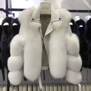 New Arrival Full Pelt Genuine Sheepskin <strong>Leather</strong> Fur <strong>Jacket</strong> <strong>Real</strong> Fox Fur Coat <strong>for</strong> <strong>Women</strong> - Product Image 4