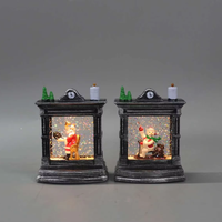 Lanterne LED en forme d'horloge antique noire et argentée, boule de neige décorative pour la maison, idéale pour les fêtes