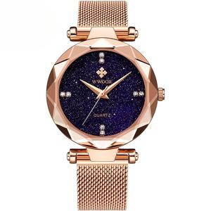 Nuevo Reloj de Moda para Mujer, Reloj de Cuarzo Resistente al Agua con Correa de Malla de Acero Inoxidable en Oro Rosa, Diseño de Esfera con Cielo Estrellado de Ensueño de 34 mm - Product Image 1
