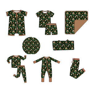 Nieuw ontwerp baby romper set met korte mouwen en lange broek, op maat bedrukt, ademend bamboe, kinderkleding voor Kerstmis - Product Image 1