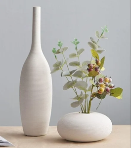 Vase à fleurs en céramique blanche, support décoratif pour fleurs, pour table, maison, bureau, salon, décoration intérieure, pots et jardinières - Product Image 2