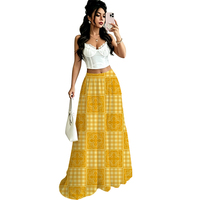 Jupe longue maxi décontractée d'été pour femme, en rayonne, taille haute élastique, imprimé floral hawaïen personnalisé, vente en gros
