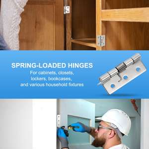 2 charnières à ressort, charnières de porte à fermeture automatique de 2,5 pouces, charnières de porte petites en acier inoxydable 304 avec vis pour porte d'armoire - Product Image 4