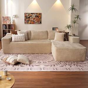 Bestseller: Wandelbares, Gestepptes L-Förmiges Modulares Stoffsofa mit Modernem Design für das Wohnzimmer – Flexibel Kombinierbares Sofaset - Product Image 1