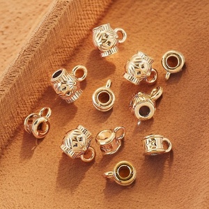 Large Hole Stopper Bead Charm Stainless Steel | Gold Electroplated <b>Spacer</b> with Loop for DIY Bracelet Necklace Jewelry Making - Product Image 3