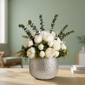 Florero de Metal Texturizado Hecho a Mano con Diseño Redondo Decorativo, Centro de Mesa de Lujo para Decoración Floral de Hogar y Bodas - Product Image 3