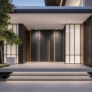 Porta d'Ingresso Esterna a Doppia Anta in Alluminio Pressofuso Resistente per Ville di Lusso e Comunità Residenziali - Product Image 1