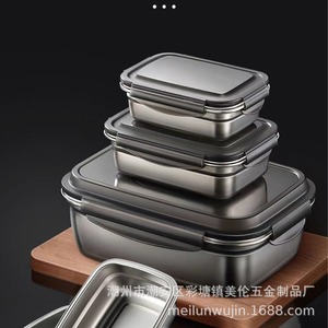 Food <b>Storage</b> <b>Containers</b> 304 Stainless Steel With Lid And Handle Large Capacity Single Layer For Kitchen Use - Product Image 2