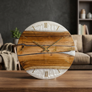 Horloge murale en résine époxy bois – Horloge décorative élégante faite à la main pour la maison et les espaces commerciaux - Product Image 5