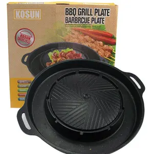 Griglia per barbecue rotonda per interni ed esterni teglia per cottura elettrica antiaderente griglia per barbecue coreana per barbecue